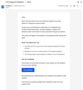 SendGrid emails claiming ICE or BLM footers are phishing, not real